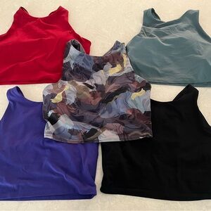 Set of 5 Athleta Conscious Crop Bra, A-C cup size Medium.